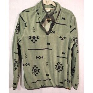 LIV Outdoor Aztec Fleece Pullover XL Green Southwestern Snap Neck Jacket